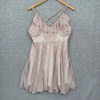 Guess Floral Ruffle Mini Dress Spaghetti Strap Sz 6 S Babydoll Y2K Fairy Cottage - Image 1 of 4
