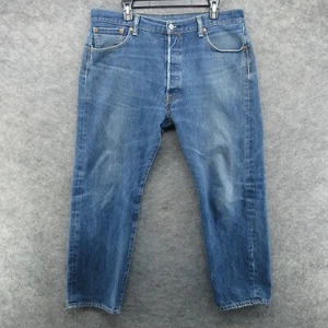 Levis Jeans Mens 38x31 (Fits 37x29) Blue 501 Straight Button Fly American Denim - Picture 1 of 20
