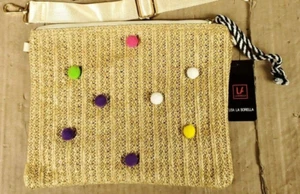 La Sorella Brown Rope fuzzy dot Cross Body Wristlet Purse 11.5 x 8 inches NWT 1 - Picture 1 of 5