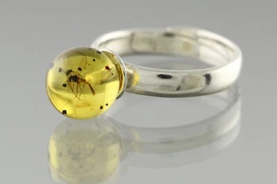 Anillo ajustable grande TRUE MIDGE ÁMBAR BÁLTICO genuino plata redonda 2,7 g 00506-10 Foto 1 de 4