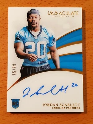2019 Immaculate Rookie Auto #16 Jordan Scarlett Panthers RB #'d 85/99 - Image 1 of 2