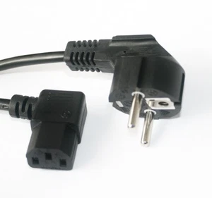 50cm Strom Netz-Kabel Winkel Schutzkontakt-Stecker Kaltgeräte-Buchse gewinkelt - Afbeelding 1 van 2