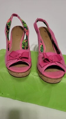 Sperry верхний сидр на танкетке высокий каблук туфли женщин 10 М ярко-розовый блестки бант - Изображение 1 из 4