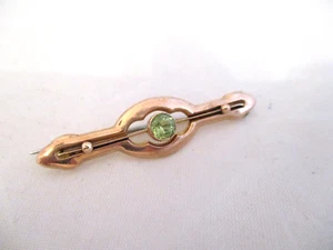  Jugendstil Brosche, 9ct. Gold, 1,75 gr., mittig grüner Stein, Top 1920Jh. - Bild 1 von 2