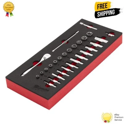Milwaukee 1/4" 28pc Ratchet and Socket Set in Foam Insert - 4932479824 - Image 1 of 4