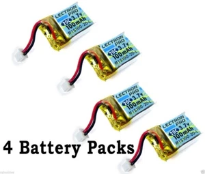 4 Packs Lectron Pro 3.7 volt 100mAh 20C Lipo Estes Proto X / SLT Nano Quadcopter - Picture 1 of 1