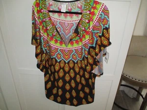 tunic shirt boho trina turk l multi medium nwt new $140 - Picture 1 of 6