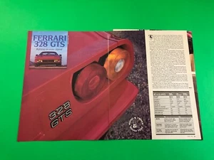 1986 1987 FERRARI 328 GTS ORIGINAL VINTAGE PRINT AD ROAD TEST 6 PAGE - Picture 1 of 3