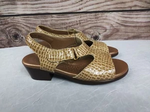 SAS Suntimer Leather Comfortable Ankle Strap Cute Sandals Beige Croc Women 6 M - Picture 1 of 8