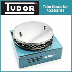 Classic Mini Offset pancake sports air filter SU 1.5 , Chrome style, Washable - Picture 1 of 7