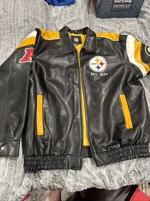 Chaqueta de cuero sintético vintage de los Pittsburgh Steelers de la NFL para hombre talla 2XL Foto 1 de 4
