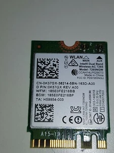 Intel Dual Band Wireless-AC7265 Model7265NGW 802.11ac 867Mbps M.2 NGFF  0K57GX - Bild 1 von 1