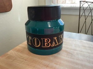 Green Tobak Jar Cork Top Black Cap - Picture 1 of 5