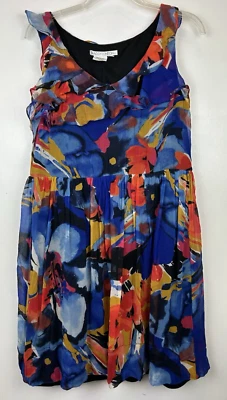 Vestido Maggy London Talla 12 Seda Floral Forrado Cuello Redondo Corto Arte Para Usar Leer Foto 1 de 4