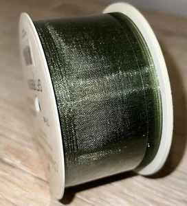 Marcel Schurman Designer 10 ft Ribbon Sheer Green Ruban Fantaisie Moss Woven NEW - Picture 1 of 8