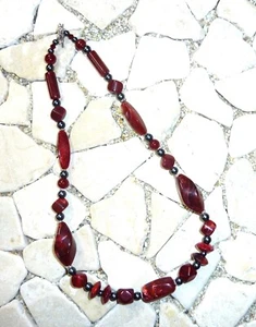 ★ kurze Kette ★ Collier ★ dunkelrot & anthrazit ★ - Picture 1 of 4