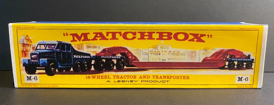 Matchbox Lesney M-6 18 Wheels Tractor and Transporter Repro Empty Box style E. - Image 1 of 1