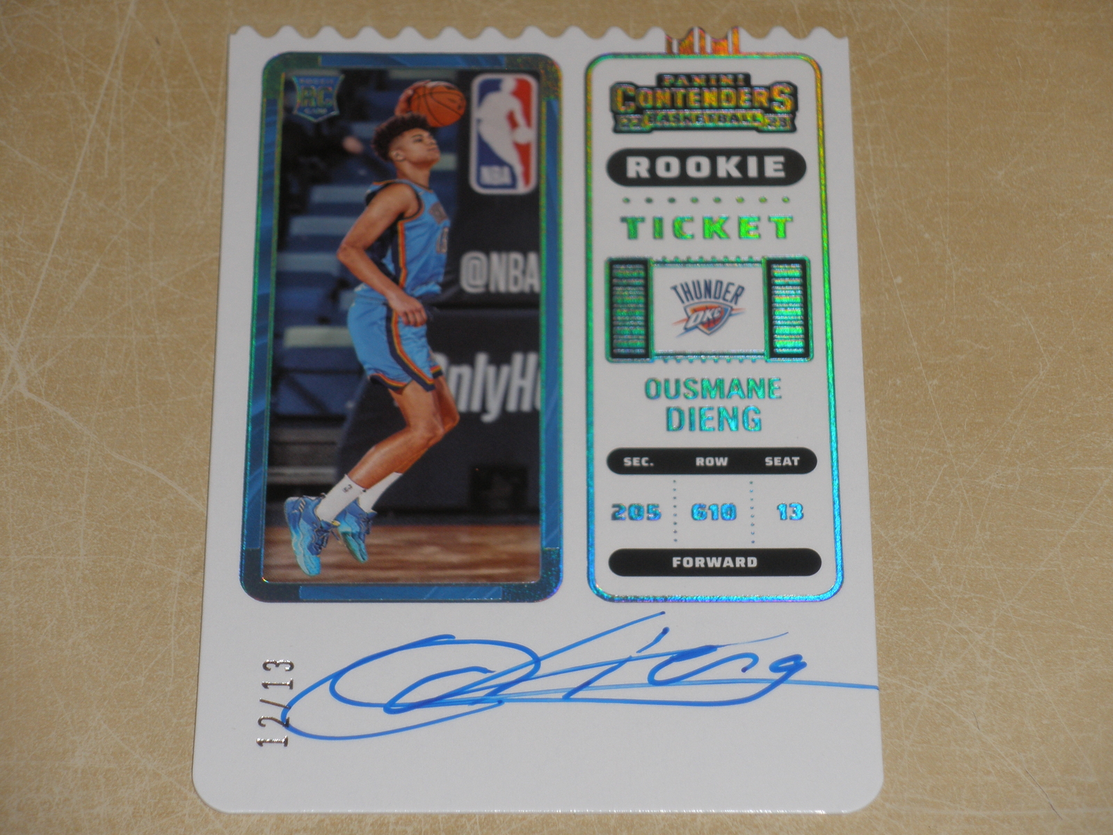 2022-23 Panini Contenders Rookie Ticket Stub Die Cut Auto Ousmane Dieng 12/13 RC