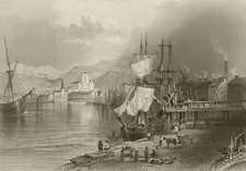 Workington, Cumberland. Cumbria. BARTLETT 1842 old antique print picture