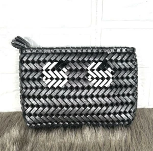 ANYA HINDMARCH Leather Pouch - Eyes Braided - Silver - Used - Japan - Picture 1 of 9