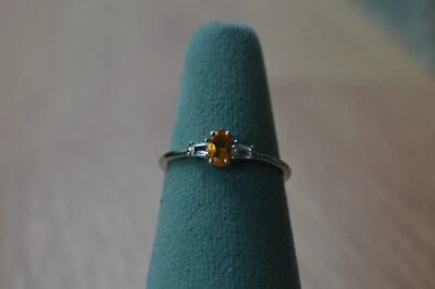 0.36ct Jalisco Fire Opal / Topaz Ring Platinum over Sterling Silver Size 6 ~Tiny - Image 1 of 4