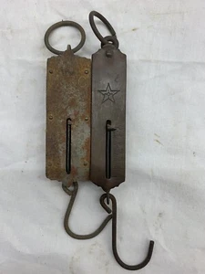 Lot Two 25 Pound Antique Spring/Hanging Scales - Picture 1 of 5
