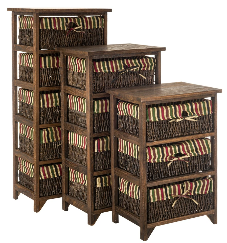 BEDSIDE TABLE UNIT CABINET WICKER BASKET DRAWER NIGHTSTAND STORAGE BATHROOM  - Image 1 of 1