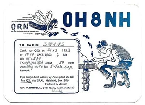 QSL Finnish Radio OH8NH Oulu Finland Suomi Amateur 1953 Operator Kohola DX SWL - Bild 1 von 1