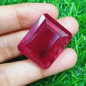 AAA Natural Blood Red Mozambique Ruby Loose Emerald Cut Gemstone 47 Ct V164 - Picture 1 of 7