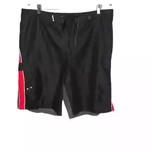 Hurley black red gray spell out swim trunks ocean pool vacation cruise summer XL - Picture 1 of 6