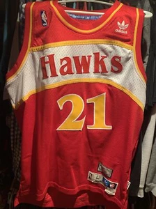 Dominique Wilkins ADIDAS Hardwood Classics NBA Atlanta HAWKS #21 Jersey L - Imagen 1 de 3