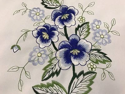 Blue Rose Polyester Embroidered Cutwork Table Placemats Mat Runner Dresser Scarf - Image 1 of 4