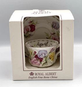 Royal Albert Flower Of The Month APRIL SWEET PEA Cup & Saucer 1998 - Picture 1 of 6