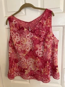 Size 20WP Emma & James Blouse Chiffon Tank Sleeveless Reversible Floral or Dots - Picture 1 of 5