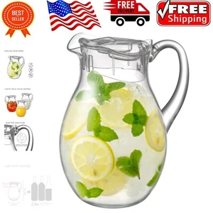 Stylish 72 Oz Clear Acrylic Pitcher with Lid - Ideal for Juices and Iced Tea - Picture 1 of 10