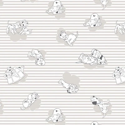 Disney 101 Dálmatas Rayas y Nubes Gris Claro 100% Algodón Tela por Yarda Foto 1 de 2