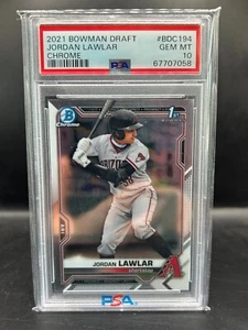 2021 Bowman Chrome Draft JORDAN LAWLAR PSA 10 Gem Mint BDC194 Diamondbacks 1st - Picture 1 of 2