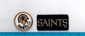 Set of 2 Vintage 1980s NFL New Orleans Saints 3 1/2" Rectangle + 2" Round Patch - Picture 1 of 1
