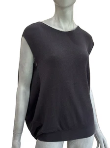 HERMES, Paris, Black Cotton & Silk Knit Blouson Tunic Sweater Vest Size 44 CHIC! - Picture 1 of 13