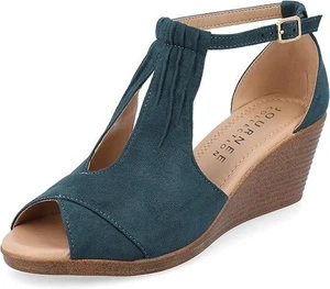 Journee Collection Sandalo donna Kedzie con zeppa impilata e tacco, blu taglia 8,5M - Foto 1 di 3