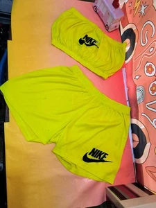Nike Size XL Yellow Tube Top And Short Shorts Set - Picture 1 of 4
