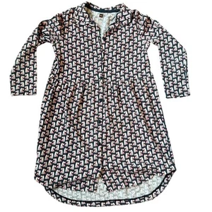 Tea Collection Girls' Swan Print Long Sleeve Shirt Dress - Size 10 - Picture 1 of 3