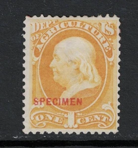 SCOTT#O1S, 1c YELLOW DEPT OF AGRICULTURE" SPECIMEN" OVERPRINT - Picture 1 of 2