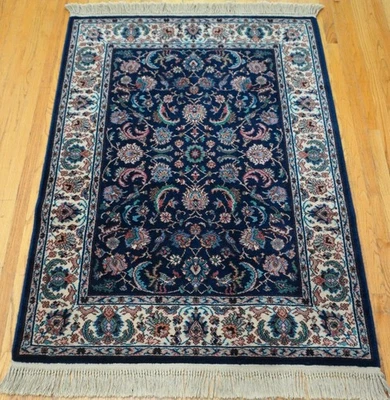 Auténtica alfombra de lana Karastan 4'3" x 6' Indigo Tabrizz #700-747 excelente Foto 1 de 4