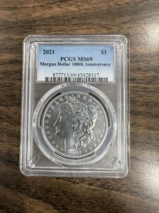 2021 Morgan Silver 100th Anniversary PCGS MS69 Graded Silver Dollar - Picture 1 of 2