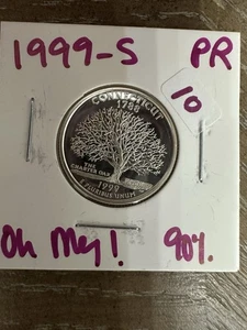 1999-S Deep Cameo Proof Silver Washington Quarter Connecticut Statehood - Picture 1 of 2