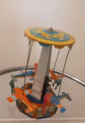 DISTLER us Zone Germany CARROUSSEL Fête Foraine Tole Lithographiée vers 1940 - Photo 1/4