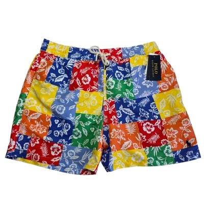 Polo Ralph Lauren Men’s Size Large Patchwork Swim Trunks Drawstring NWT - Image 1 of 4