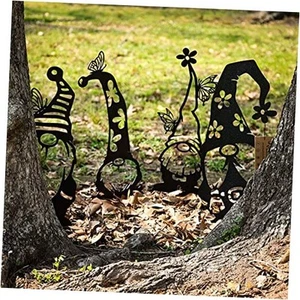  Metal Garden Gnomes Outdoor – Steel 4 Pack Lawn Ornaments & Statues, Funny  - Picture 1 of 7