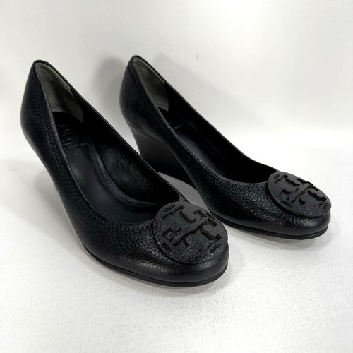 Scarpe con zeppa Tory Burch Sally nere in pelle da donna taglia 6 M